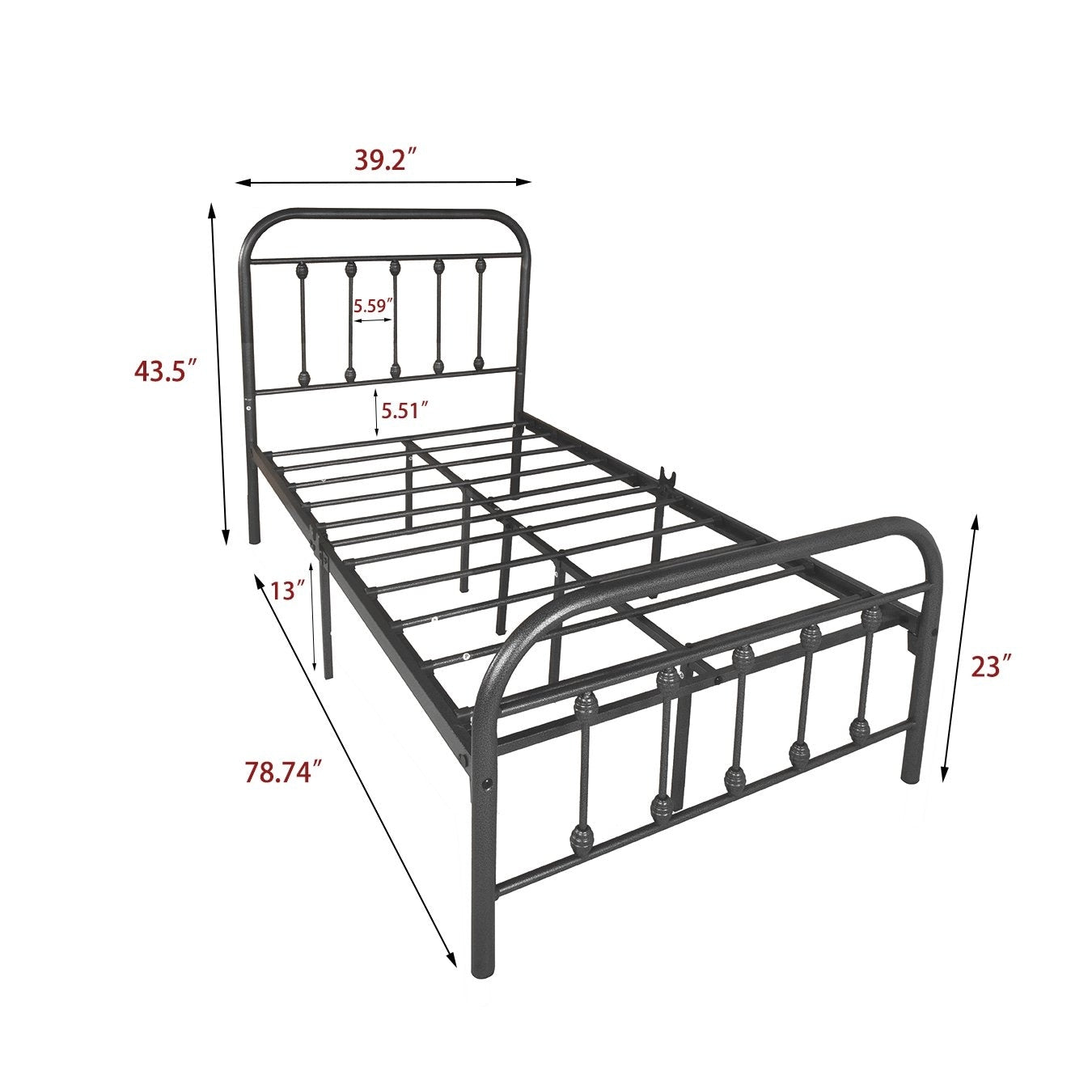 Alazyhome Simple Vintage Metal Platform Bed Frame, Easy-Assembly