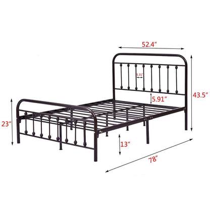 Alazyhome Simple Vintage Metal Platform Bed Frame, Easy-Assembly