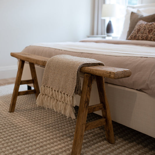 Alic Vintage Elm Wood Bench - Natural