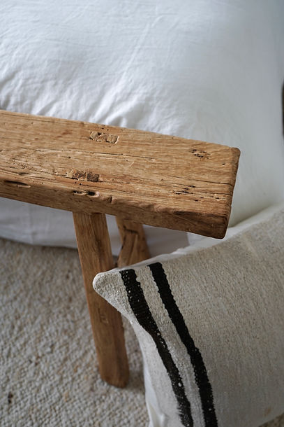 Alic Vintage Elm Wood Bench - Natural