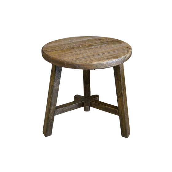 Dobbie Reclaimed Elm Wood Side Table - Espresso