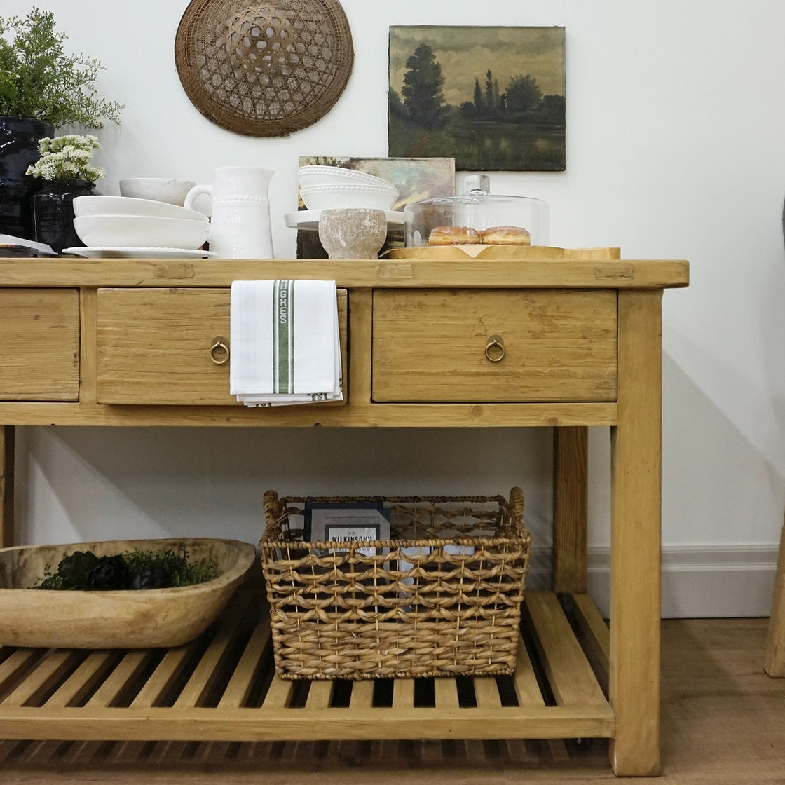 Sawyer Reclaimed Wood Island with Marble inserts