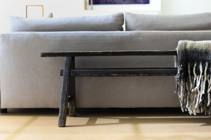 Alic Vintage Elm Wood Bench - Black