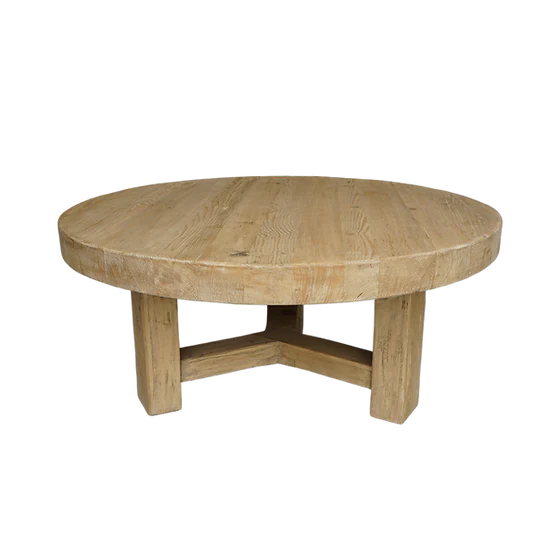 Lawrence Round Reclaimed Wood Coffee Table - Natural