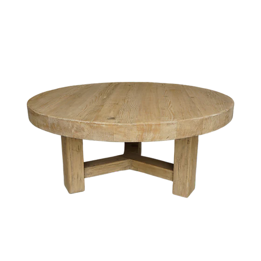 Lawrence Round Reclaimed Wood Coffee Table - Natural