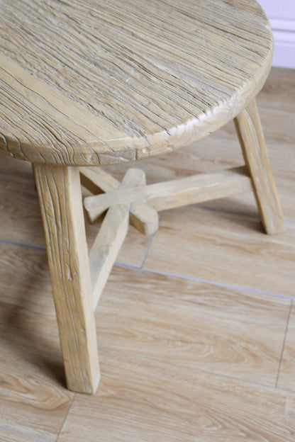 Dobbie Reclaimed Elm Wood Side Table - Natural