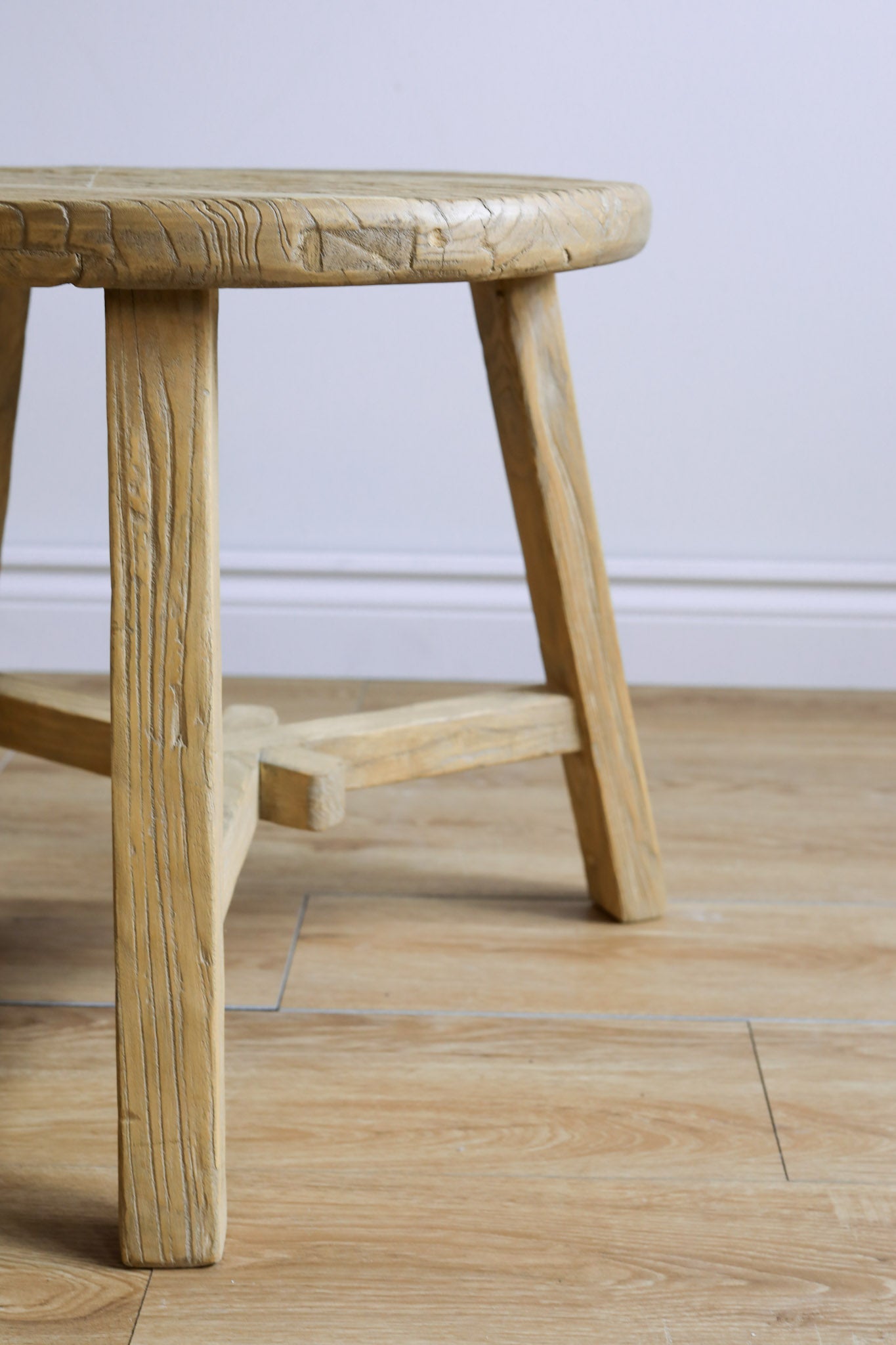 Dobbie Reclaimed Elm Wood Side Table - Natural