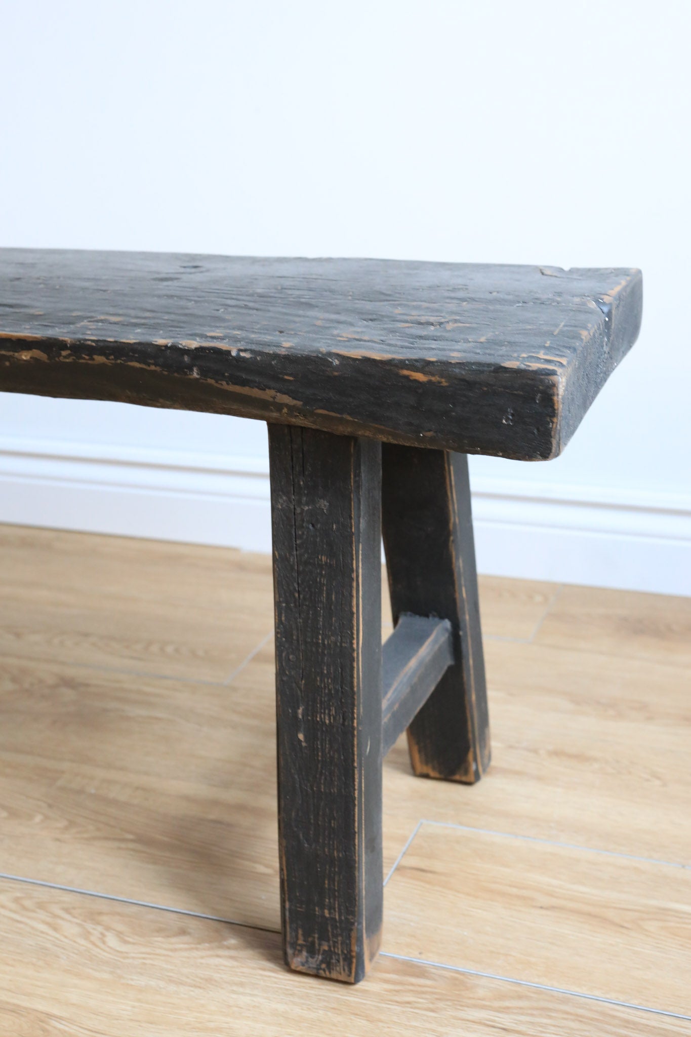 Alic Vintage Elm Wood Bench - Black