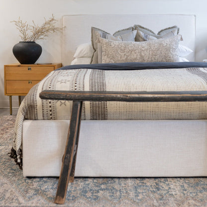 Alic Vintage Elm Wood Bench - Black